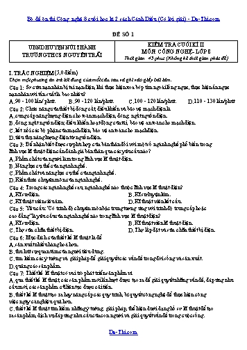 Bộ đề ôn thi Công nghệ 8 cuối học kì 2 sách Cánh Diều (Có lời giải)