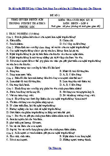 Bộ đề ôn thi HĐTN Lớp 6 Chân Trời Sáng Tạo cuối học kì 2 (Kèm đáp án)