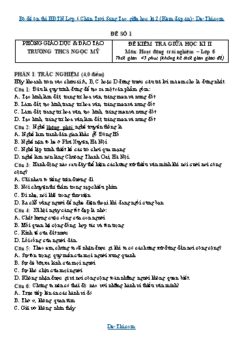 Bộ đề ôn thi HĐTN Lớp 6 Chân Trời Sáng Tạo giữa học kì 2 (Kèm đáp án)