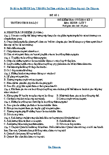 Bộ đề ôn thi HĐTN Lớp 7 Kết Nối Tri Thức cuối học kì 2 (Kèm đáp án)