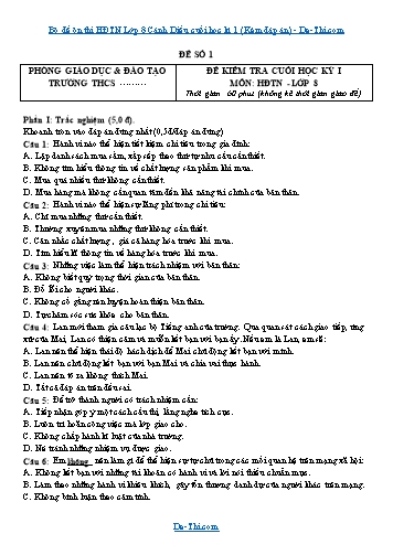 Bộ đề ôn thi HĐTN Lớp 8 Cánh Diều cuối học kì 1 (Kèm đáp án)