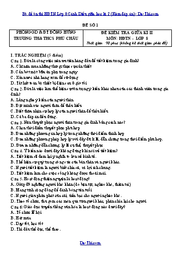 Bộ đề ôn thi HĐTN Lớp 8 Cánh Diều giữa học kì 2 (Kèm đáp án)