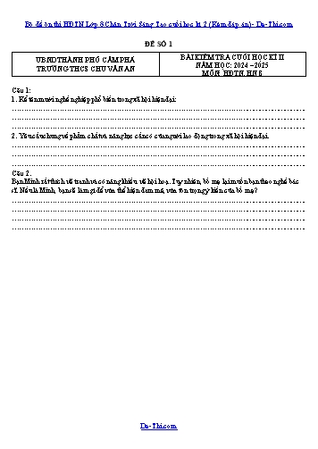 Bộ đề ôn thi HĐTN Lớp 8 Chân Trời Sáng Tạo cuối học kì 2 (Kèm đáp án)