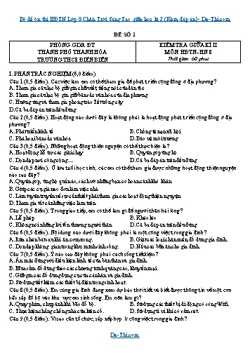 Bộ đề ôn thi HĐTN Lớp 8 Chân Trời Sáng Tạo giữa học kì 2 (Kèm đáp án)