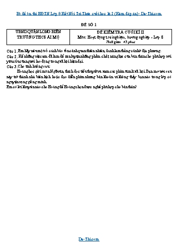 Bộ đề ôn thi HĐTN Lớp 8 Kết Nối Tri Thức cuối học kì 2 (Kèm đáp án)