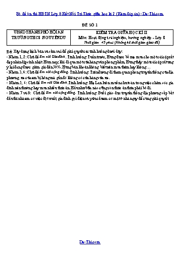 Bộ đề ôn thi HĐTN Lớp 8 Kết Nối Tri Thức giữa học kì 2 (Kèm đáp án)