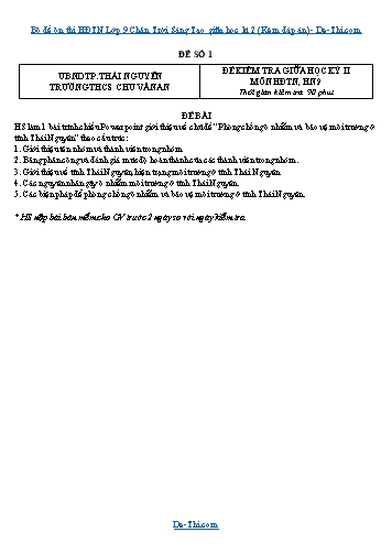 Bộ đề ôn thi HĐTN Lớp 9 Chân Trời Sáng Tạo giữa học kì 2 (Kèm đáp án)