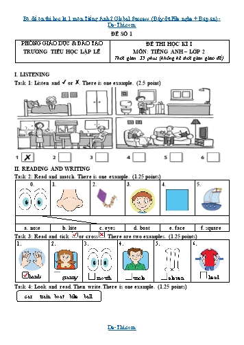 Bộ đề ôn thi học kì 1 môn Tiếng Anh 2 Global Success (Đầy đủ File nghe + Đáp án)