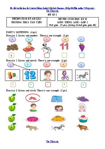 Bộ đề ôn thi học kì 2 môn Tiếng Anh 2 Global Success (Đầy đủ File nghe + Đáp án)