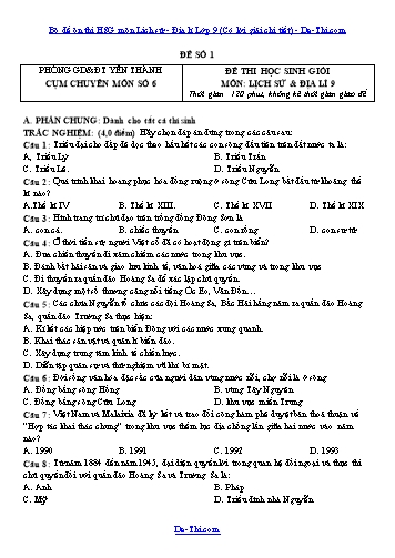 Bộ đề ôn thi HSG môn Lịch sử - Địa lí Lớp 9 (Có lời giải chi tiết)