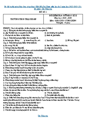 Bộ đề ôn thi môn Giáo dục công dân 6 Kết Nối Tri Thức giữa học kì 2 năm học 2025-2026 (Có lời giải)