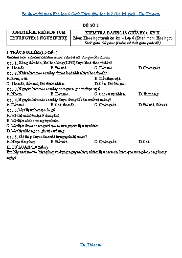 Bộ đề ôn thi môn Hóa học 6 Cánh Diều giữa học kì 2 (Có lời giải)