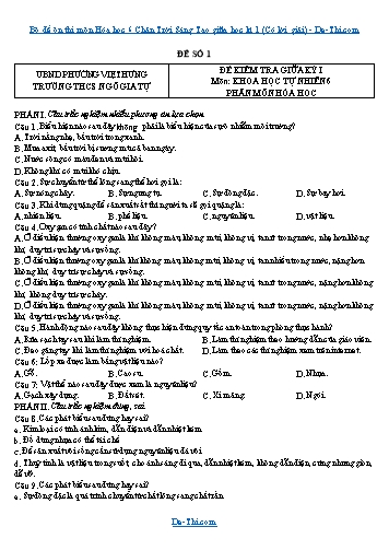 Bộ đề ôn thi môn Hóa học 6 Chân Trời Sáng Tạo giữa học kì 1 (Có lời giải)