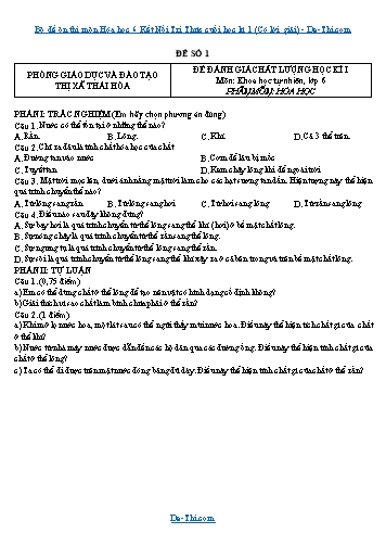 Bộ đề ôn thi môn Hóa học 6 Kết Nối Tri Thức cuối học kì 1 (Có lời giải)