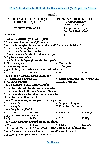 Bộ đề ôn thi môn Hóa học 8 Kết Nối Tri Thức cuối học kì 1 (Có lời giải)