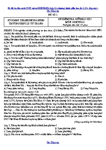 Bộ đề ôn thi sách CTST môn GDKT&PL Lớp 11 chương trình giữa học kì 1 (Có đáp án)