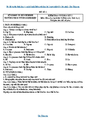 Bộ đề ôn thi Sinh học 6 sách Cánh Diều cuối học kì 1 mới nhất (Có lời giải)
