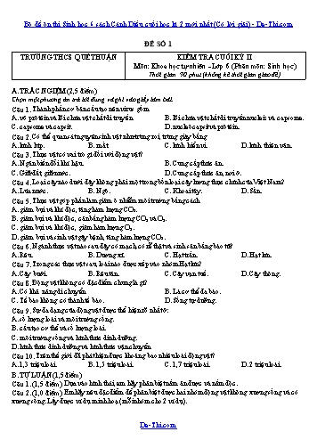 Bộ đề ôn thi Sinh học 6 sách Cánh Diều cuối học kì 2 mới nhất (Có lời giải)