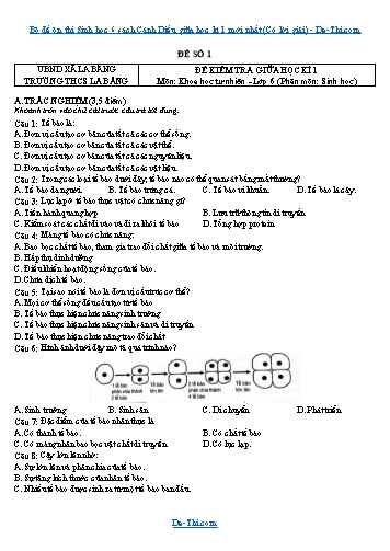 Bộ đề ôn thi Sinh học 6 sách Cánh Diều giữa học kì 1 mới nhất (Có lời giải)