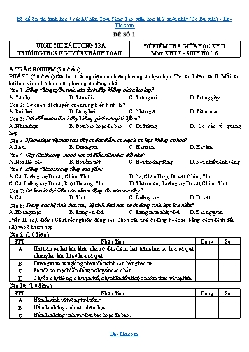 Bộ đề ôn thi Sinh học 6 sách Chân Trời Sáng Tạo giữa học kì 2 mới nhất (Có lời giải)