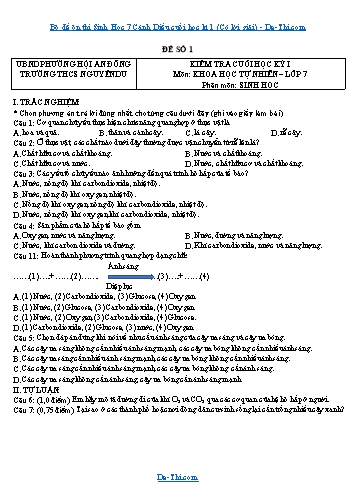 Bộ đề ôn thi Sinh Học 7 Cánh Diều cuối học kì 1 (Có lời giải)