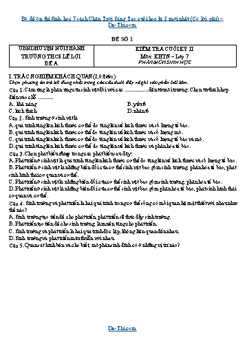 Bộ đề ôn thi Sinh học 7 sách Chân Trời Sáng Tạo cuối học kì 2 mới nhất (Có lời giải)