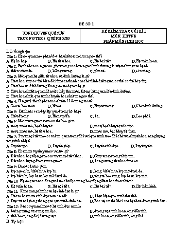 Bộ đề ôn thi Sinh Học 8 Chân Trời Sáng Tạo cuối học kì 1 (Có lời giải)