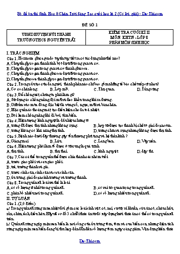 Bộ đề ôn thi Sinh Học 8 Chân Trời Sáng Tạo cuối học kì 2 (Có lời giải)