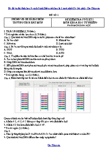 Bộ đề ôn thi Sinh học 9 sách Cánh Diều cuối học kì 1 mới nhất (Có lời giải)