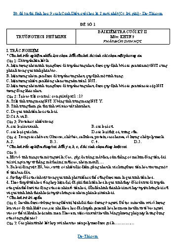 Bộ đề ôn thi Sinh học 9 sách Cánh Diều cuối học kì 2 mới nhất (Có lời giải)