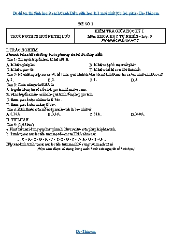 Bộ đề ôn thi Sinh học 9 sách Cánh Diều giữa học kì 1 mới nhất (Có lời giải)