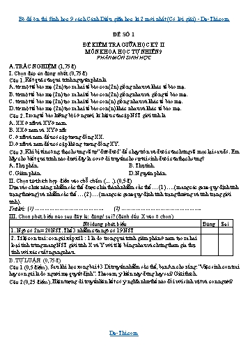 Bộ đề ôn thi Sinh học 9 sách Cánh Diều giữa học kì 2 mới nhất (Có lời giải)