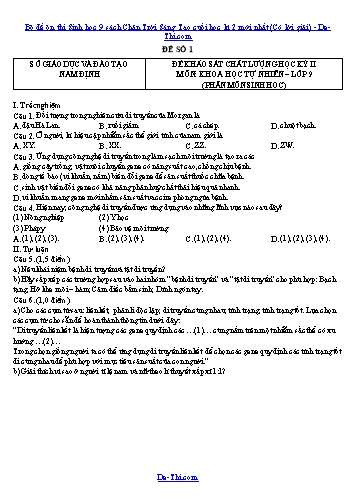 Bộ đề ôn thi Sinh học 9 sách Chân Trời Sáng Tạo cuối học kì 2 mới nhất (Có lời giải)
