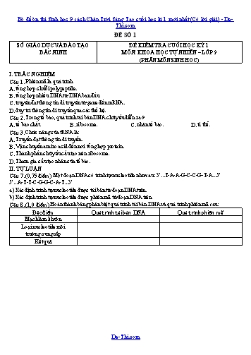 Bộ đề ôn thi Sinh học 9 sách Chân Trời Sáng Tạo cuối học kì 1 mới nhất (Có lời giải)