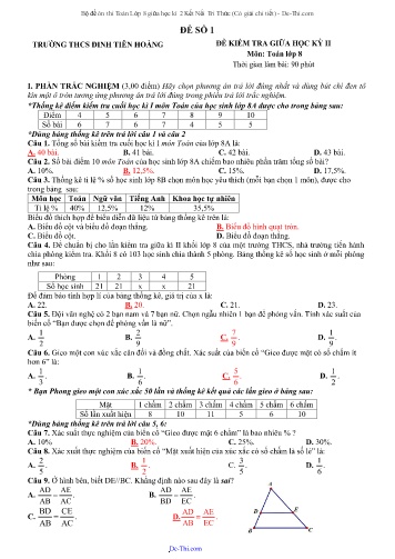 Bộ đề ôn thi Toán Lớp 8 giữa học kì 2 Kết Nối Tri Thức (Có giải chi tiết)