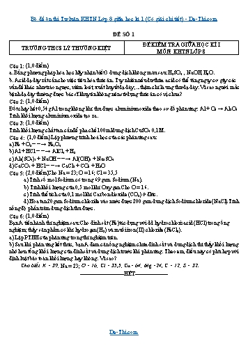 Bộ đề ôn thi Tự luận KHTN Lớp 8 giữa học kì 1 (Có giải chi tiết)