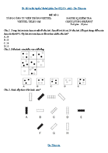 Bộ đề ôn thi tuyển Viettel phần Test IQ (Có giải)
