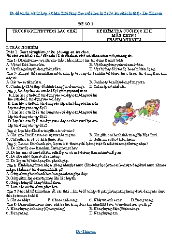 Bộ đề ôn thi Vật lí Lớp 6 Chân Trời Sáng Tạo cuối học kì 2 (Có lời giải chi tiết)