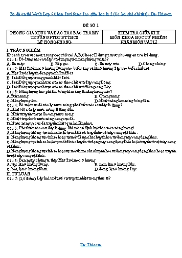 Bộ đề ôn thi Vật lí Lớp 6 Chân Trời Sáng Tạo giữa học kì 2 (Có lời giải chi tiết)