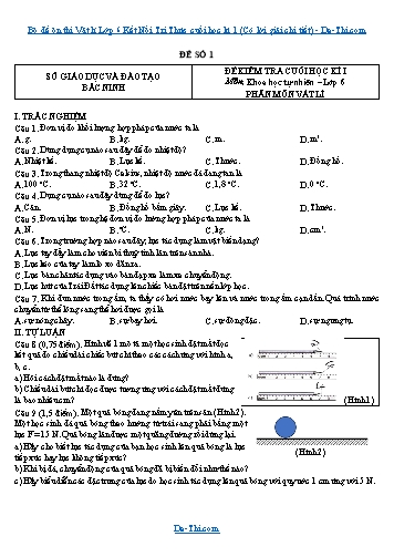 Bộ đề ôn thi Vật lí Lớp 6 Kết Nối Tri Thức cuối học kì 1 (Có lời giải chi tiết)
