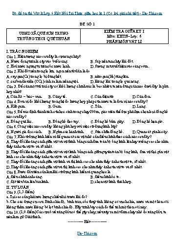 Bộ đề ôn thi Vật lí Lớp 6 Kết Nối Tri Thức giữa học kì 1 (Có lời giải chi tiết)