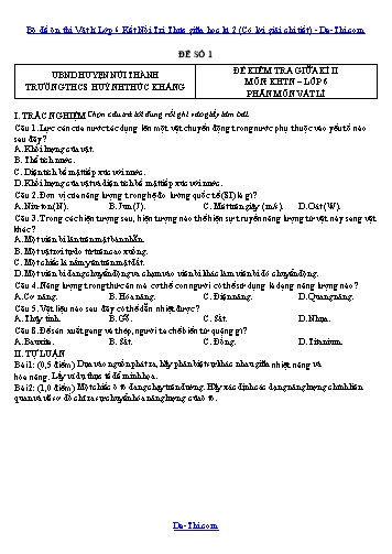 Bộ đề ôn thi Vật lí Lớp 6 Kết Nối Tri Thức giữa học kì 2 (Có lời giải chi tiết)