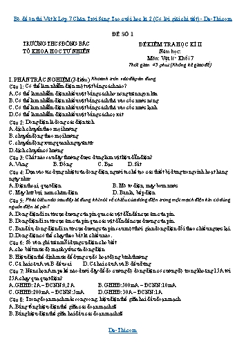 Bộ đề ôn thi Vật lí Lớp 7 Chân Trời Sáng Tạo cuối học kì 2 (Có lời giải chi tiết)