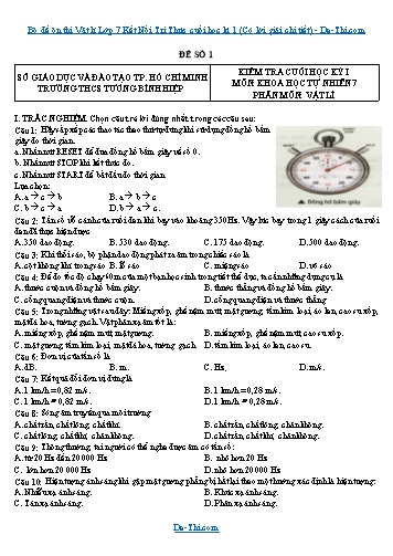 Bộ đề ôn thi Vật lí Lớp 7 Kết Nối Tri Thức cuối học kì 1 (Có lời giải chi tiết)