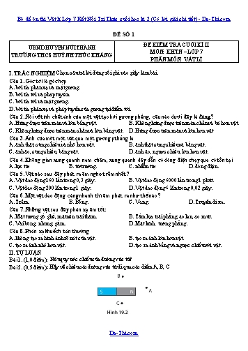 Bộ đề ôn thi Vật lí Lớp 7 Kết Nối Tri Thức cuối học kì 2 (Có lời giải chi tiết)