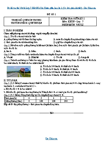 Bộ đề ôn thi Vật lí Lớp 7 Kết Nối Tri Thức giữa học kì 1 (Có lời giải chi tiết)