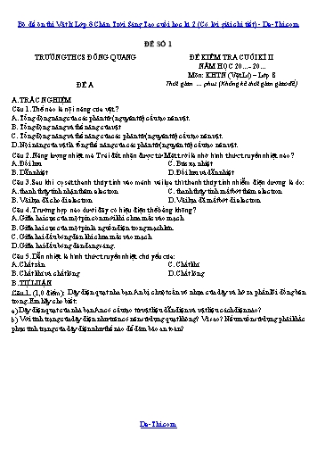 Bộ đề ôn thi Vật lí Lớp 8 Chân Trời Sáng Tạo cuối học kì 2 (Có lời giải chi tiết)