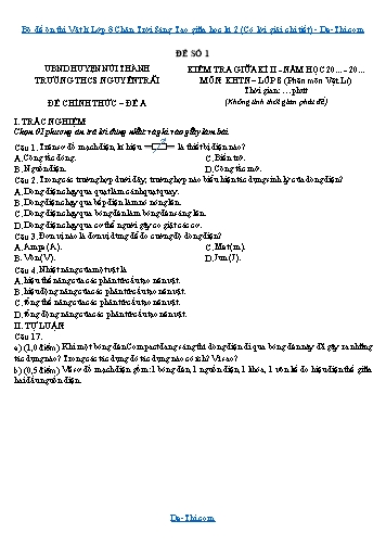 Bộ đề ôn thi Vật lí Lớp 8 Chân Trời Sáng Tạo giữa học kì 2 (Có lời giải chi tiết)