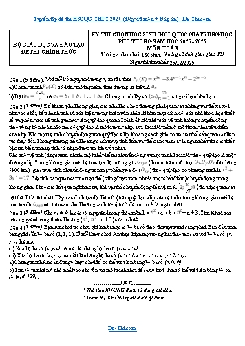 Tuyển tập đề thi HSGQG THPT 2026 (Đầy đủ môn + Đáp án)