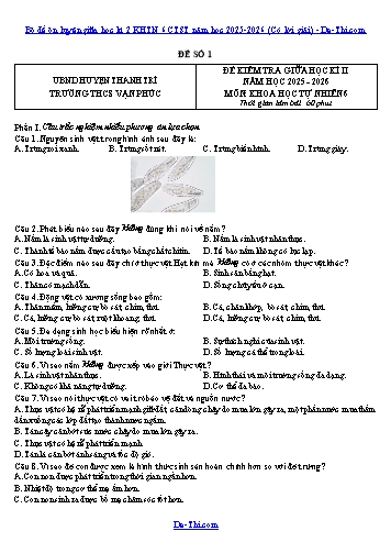 Bộ đề ôn luyện giữa học kì 2 KHTN 6 CTST năm học 2025-2026 (Có lời giải)